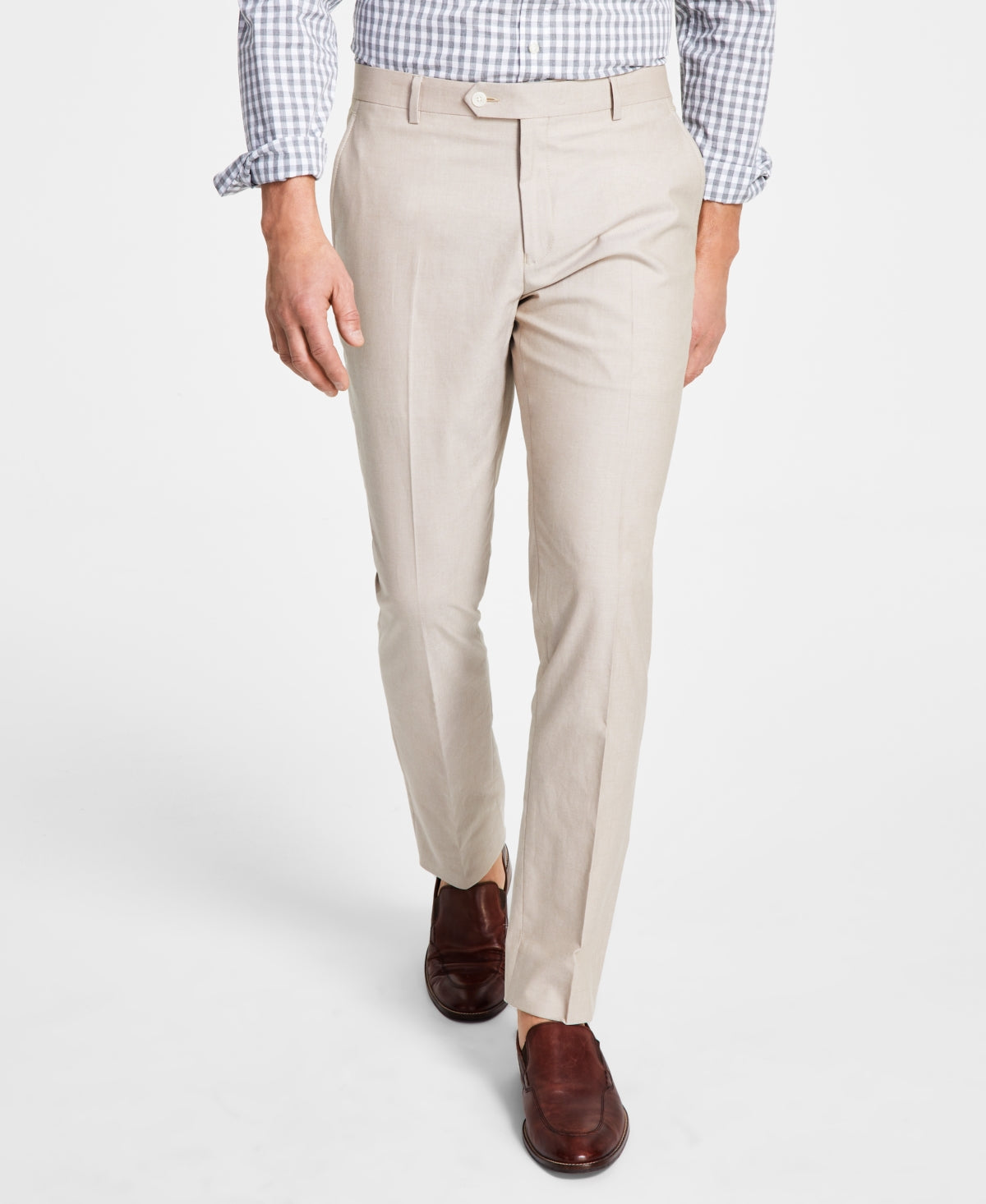 Tommy Hilfiger Masculino Modern Fit Th Flex Stretch Chambray Terno Calça Separada Marrom Tamanho 38X34