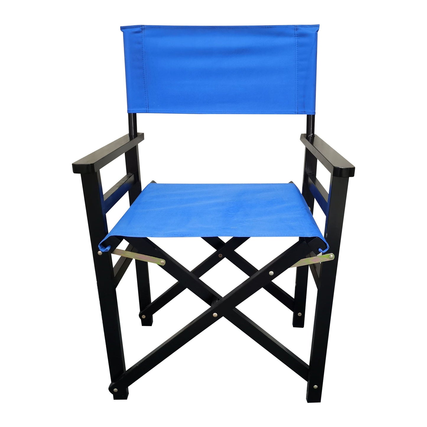 Folding Wooden Director Chairs with Blue Canvas (Set of 2)