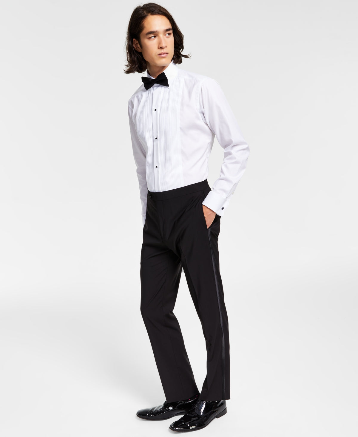 Calça de terno slim fit infinita elástica masculina Calvin Klein preta tamanho 34x32