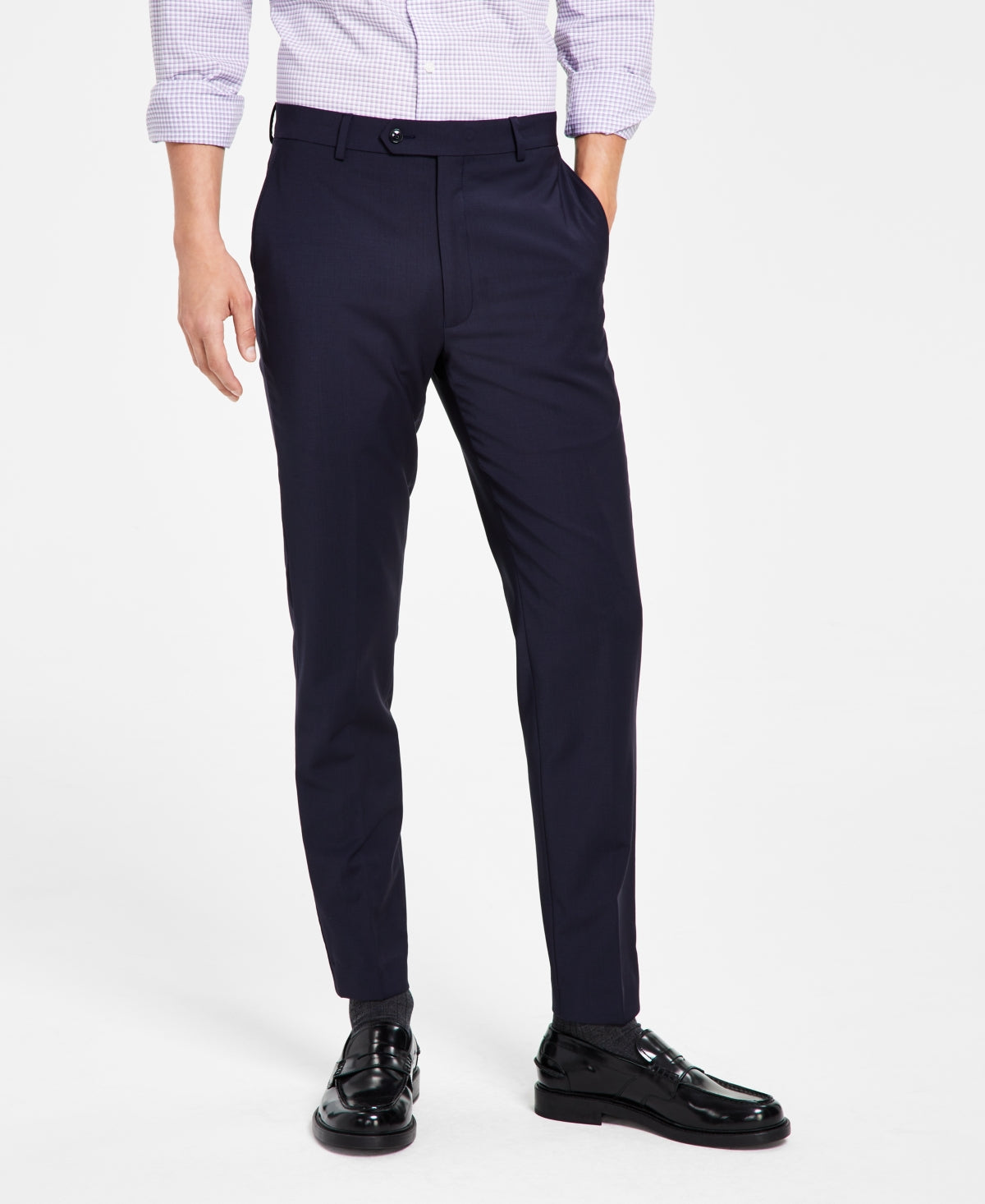 Calça de terno Calvin Klein masculina skinny fit extra slim infinita elástica, tamanho 32x30, azul