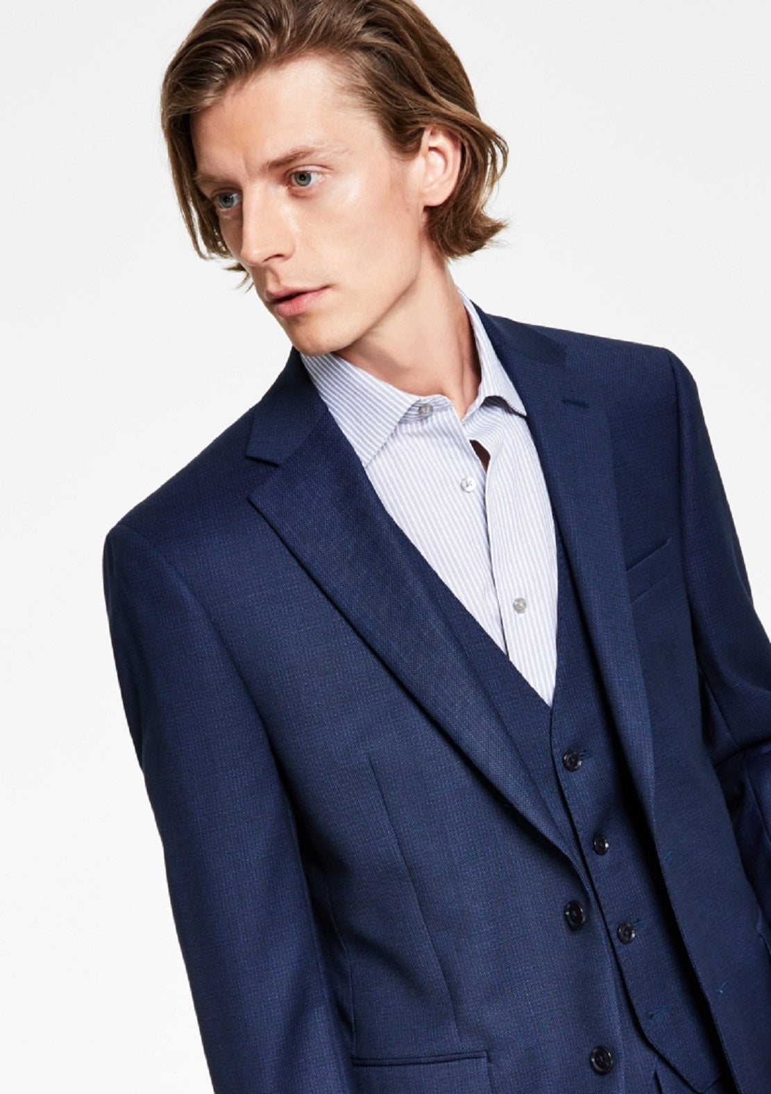 Jaqueta Calvin Klein Masculina X Fit Slim Fit Stretch Azul Tamanho 36