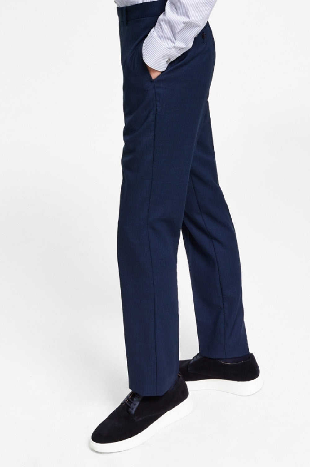 Calça de terno Calvin Klein X Fit Slim Fit Stretch Masculina Azul Tamanho 33X30