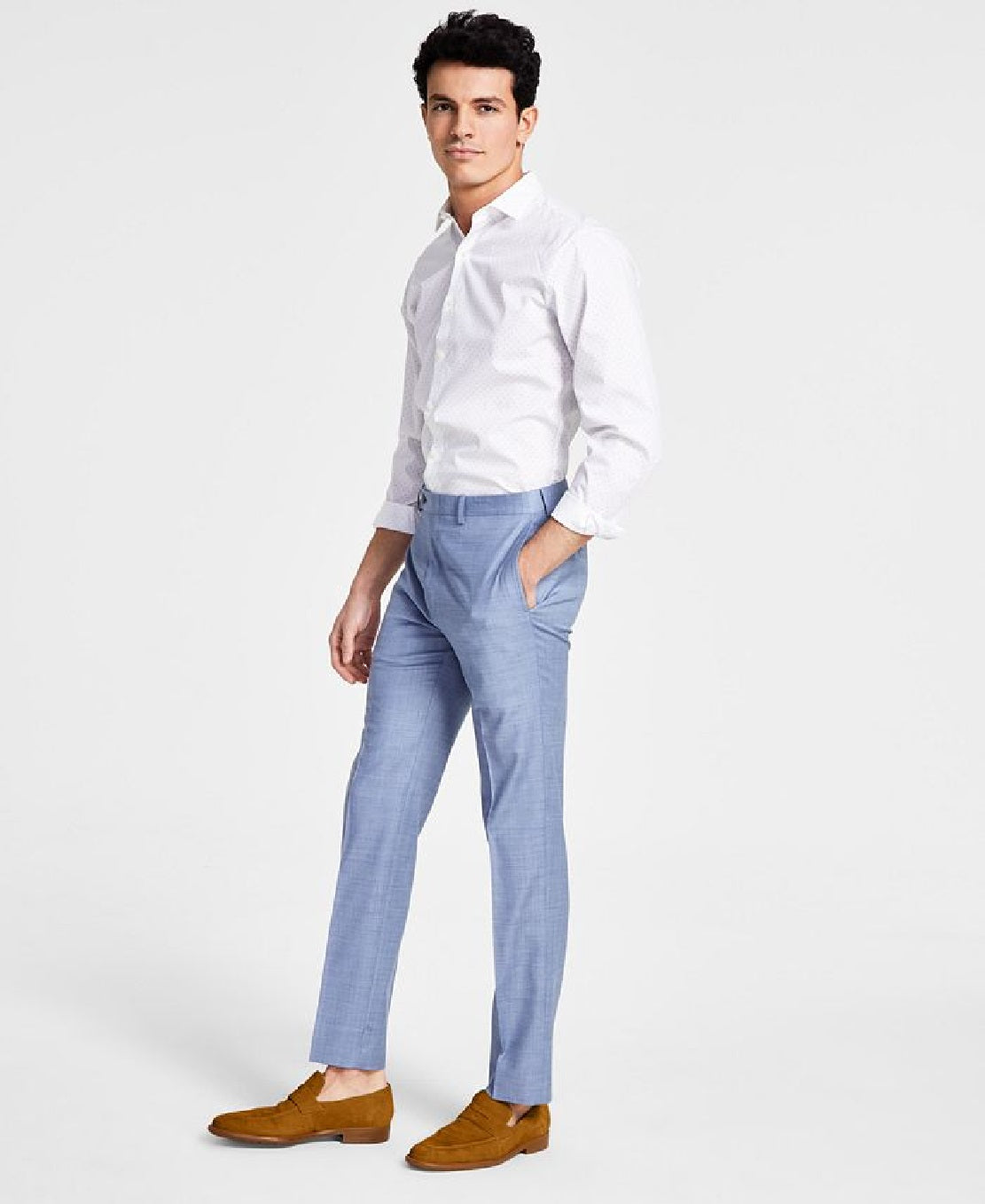 Calça de terno Calvin Klein X-Fit Slim Fit Stretch Masculina Azul Tamanho 34X32