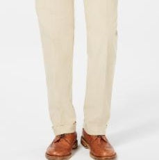 Calça social Ralph Lauren masculina clássica de veludo cotelê com pregas duplas invertidas, tamanho 44x30, bege