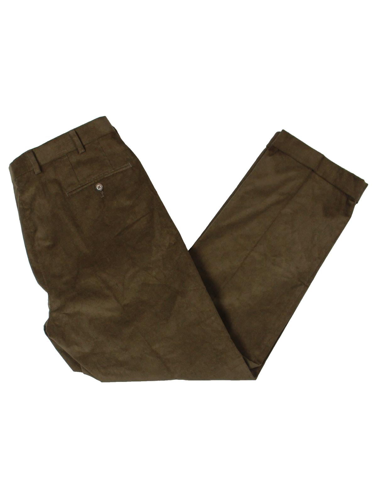 Calça de veludo cotelê plissada Ralph Lauren Neil masculina, marrom, tamanho 32x32