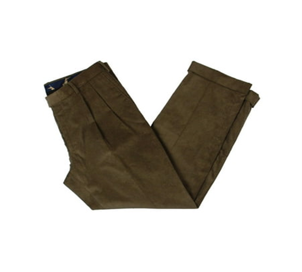 Calça de veludo cotelê plissada Ralph Lauren Neil masculina, marrom, tamanho 32x32