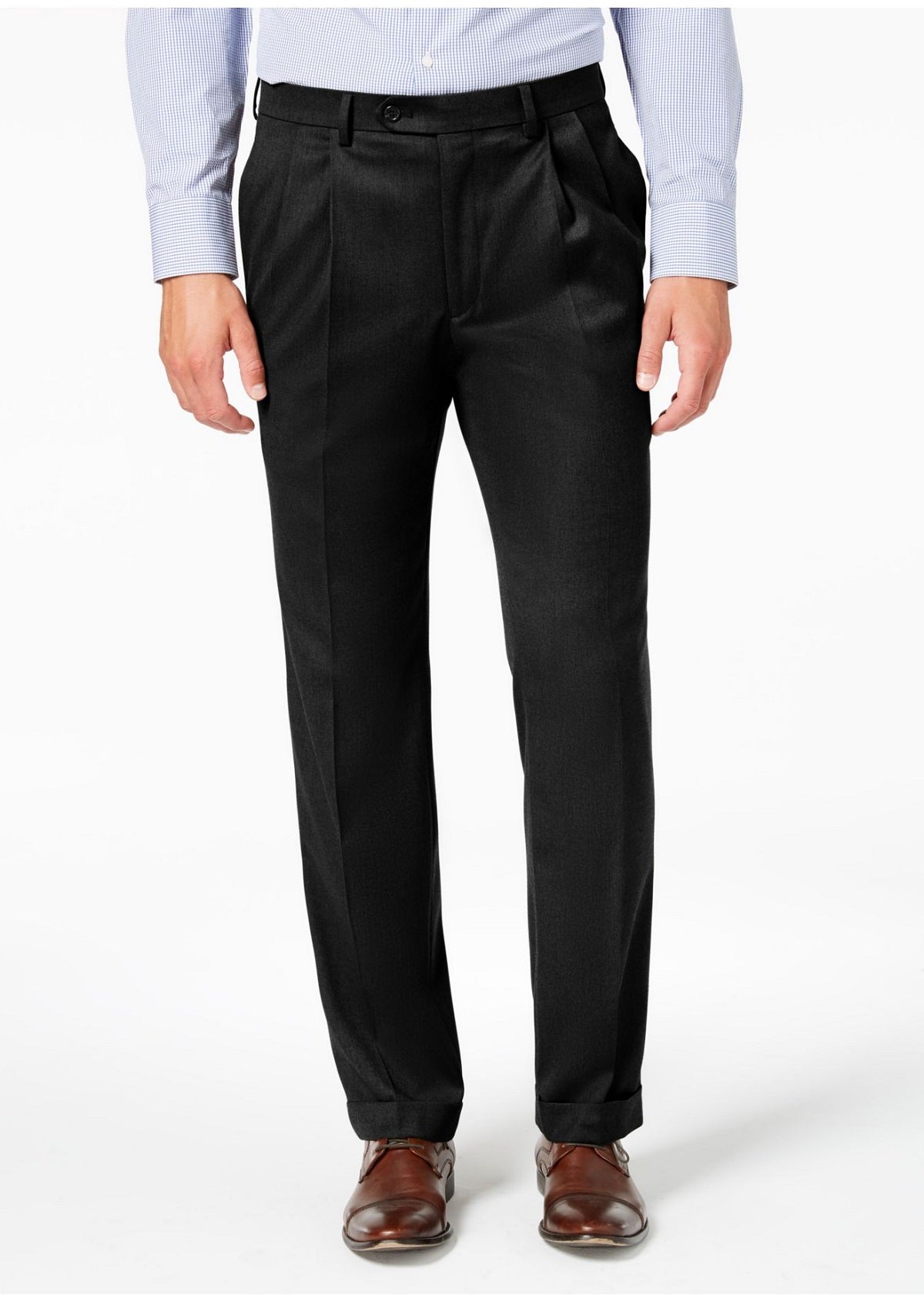 Calça social masculina Ralph Lauren plissada elástica preta tamanho 34x34