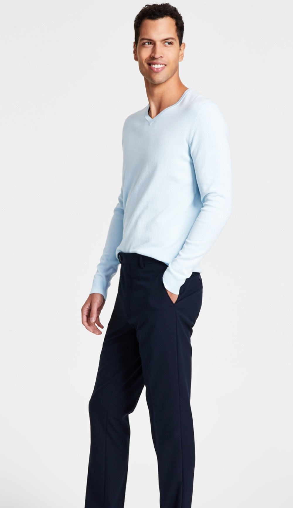 Calça social masculina Calvin Klein Infinite Stretch Skinny Fit Azul Tamanho 34X30