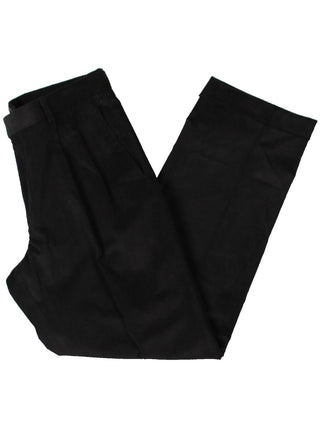 Calça social Ralph Lauren masculina clássica de veludo cotelê com pregas duplas reversas, tamanho 32x34, preta