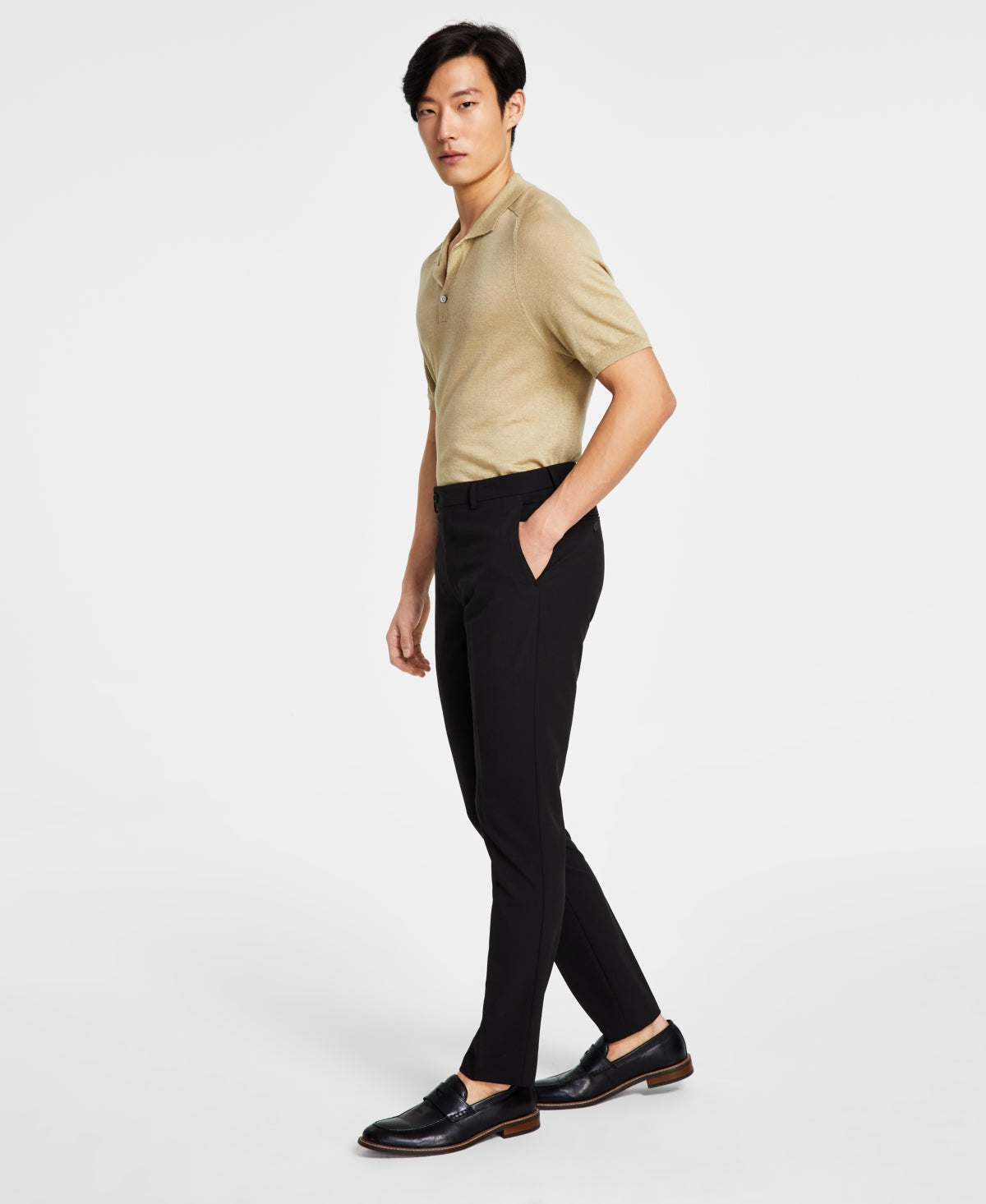 Calça social masculina Calvin Klein Infinite Stretch Skinny Fit preta tamanho 30x29