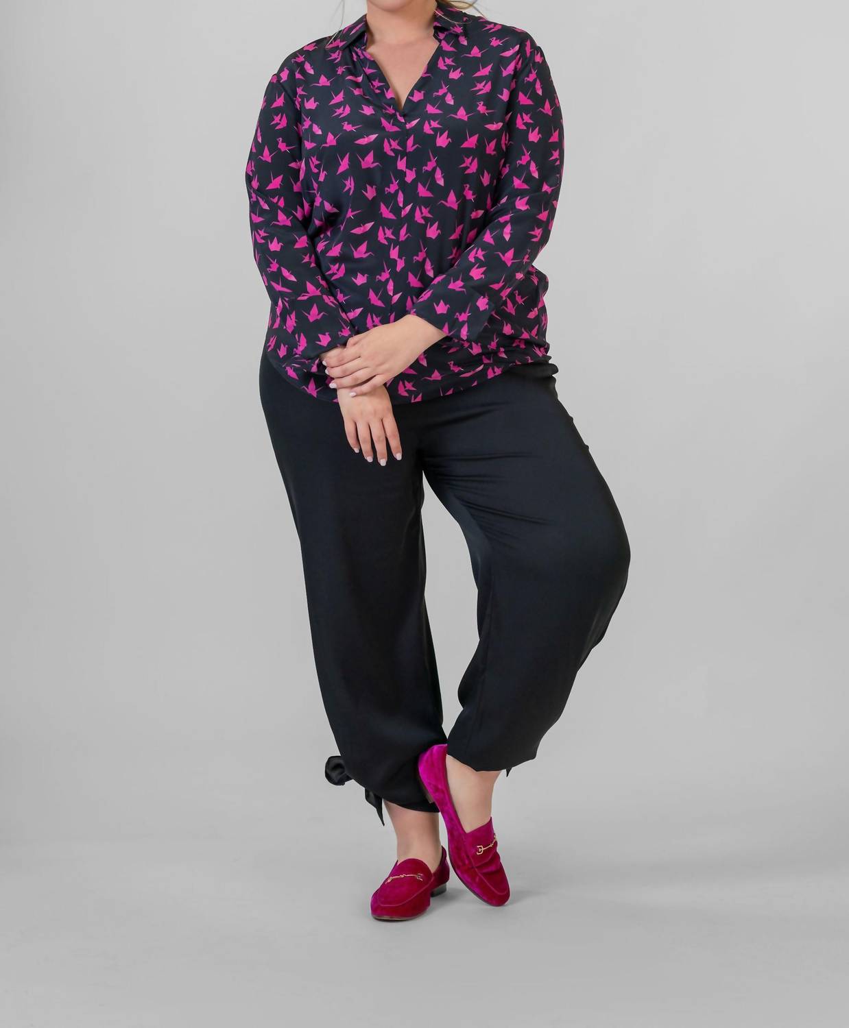 Catherine Gee - Daria French Cuff Silk Blouse - Plus