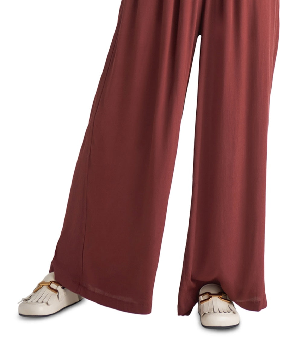 Calça feminina de perna larga com fita preta, vermelha, tamanho M