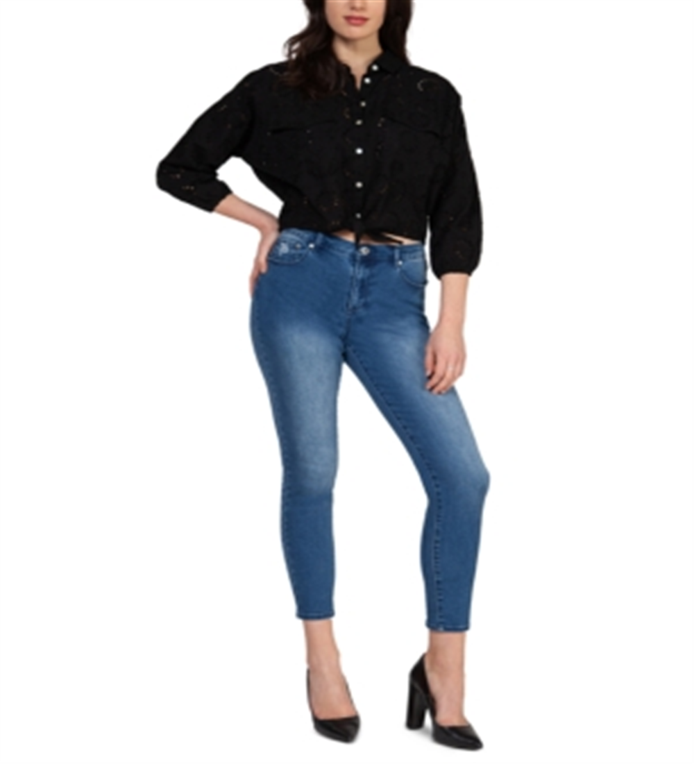 Blusa feminina de crochê de algodão com amarração frontal, preta, tamanho médio