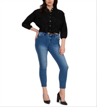 Blusa feminina de crochê de algodão com amarração frontal, preta, tamanho médio