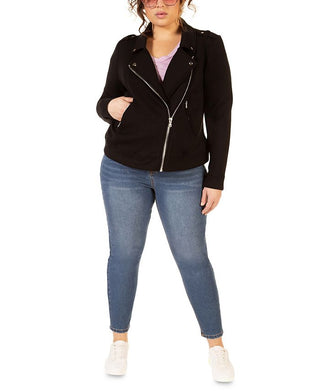 Black Tape Women's Stretch Knit Moto Jacket Black Size 3X