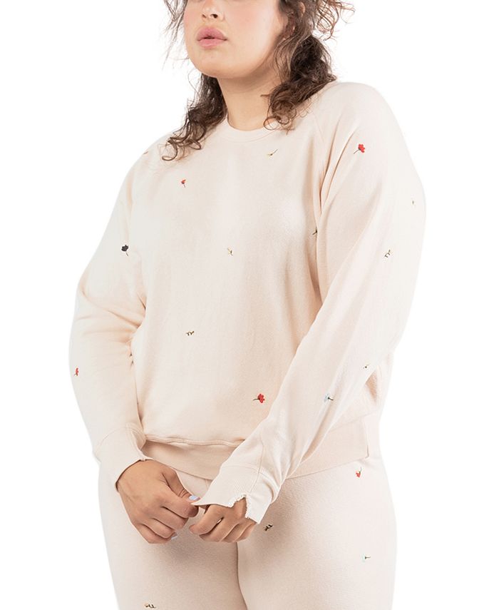 Moletom feminino bordado com fita preta rosa tamanho 3X