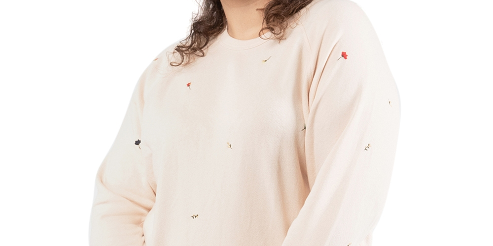 Moletom feminino bordado com fita preta rosa tamanho 3X