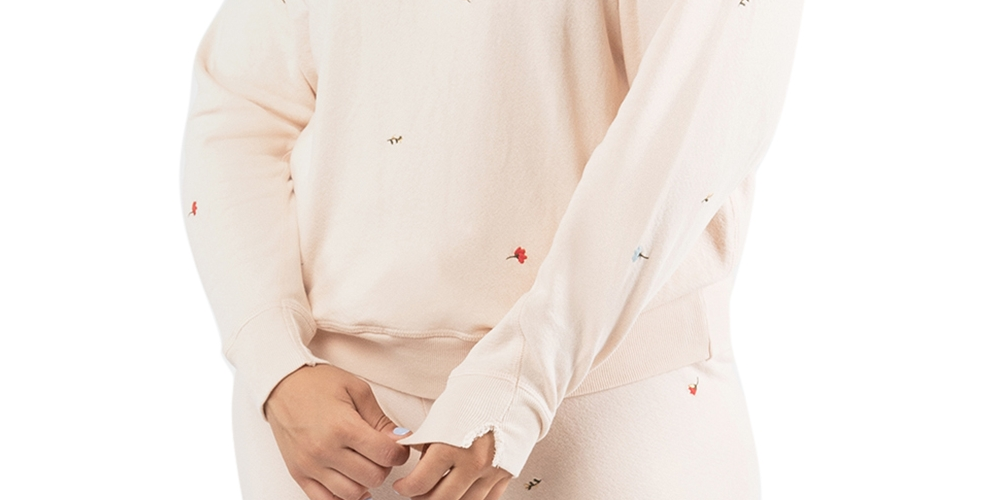 Moletom feminino bordado com fita preta rosa tamanho 3X