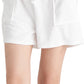 Shorts femininos Terry com cordão e fita preta, tamanho grande, branco