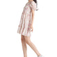 Vestido feminino com babados e camadas, fita preta, tamanho grande, branco
