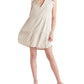 Vestido curto feminino com mangas esvoaçantes e fita preta, tamanho pequeno, branco