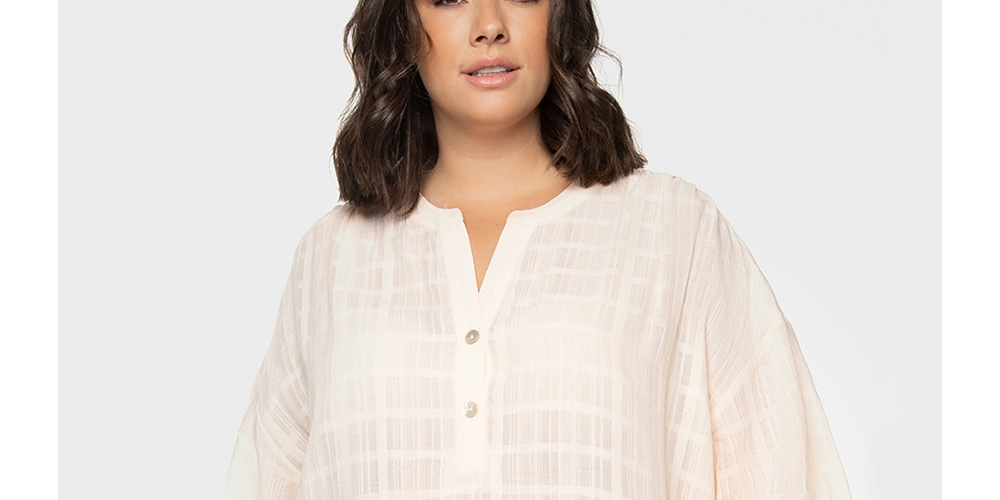 Top Henley Rosa Estampado de Algodão Feminino Black Tape Tamanho 2X