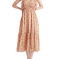 Vestido longo feminino com estampa de amarrar nas costas e babados, tamanho X-S