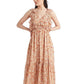 Vestido longo feminino com estampa de amarrar nas costas e babados, tamanho pequeno, laranja, da Black Tape