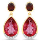 7.98 Carat Genuine Pink Topaz, Rhodolite Garnet and White Diamond .925 Sterling Silver Earrings