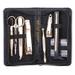 Conjunto de couro genuíno masculino Dopp de 8 peças, preto