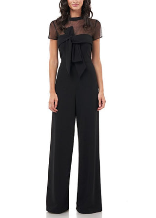 Macacão feminino de crepe elástico JS Collections, preto, tamanho 16