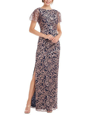 Vestido feminino bordado com mangas esvoaçantes da JS Collections, rosa, tamanho 10