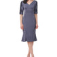 Vestido feminino JS Collections com decote em V e silhueta flare, cinza, tamanho 12