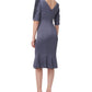 Vestido feminino JS Collections com decote em V e silhueta flare, cinza, tamanho 12