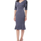 Vestido feminino JS Collections com decote em V e silhueta flare, cinza, tamanho 12