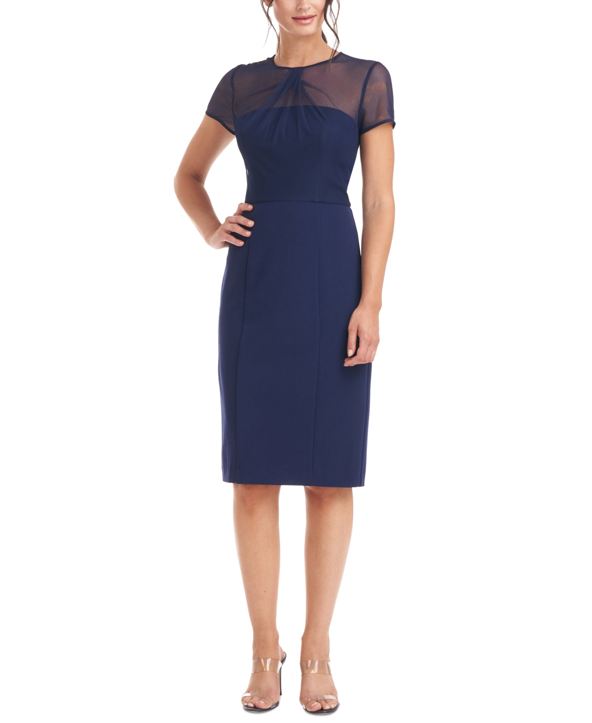 Vestido tubinho Illusion JS Collections feminino, azul, tamanho 10