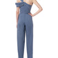 Macacão feminino de um ombro só da JS Collections, azul, tamanho 4