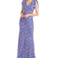 Vestido trompete floral bordado Kamila feminino da JS Collections, azul, tamanho 16