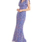Vestido trompete floral bordado Kamila feminino da JS Collections, azul, tamanho 16