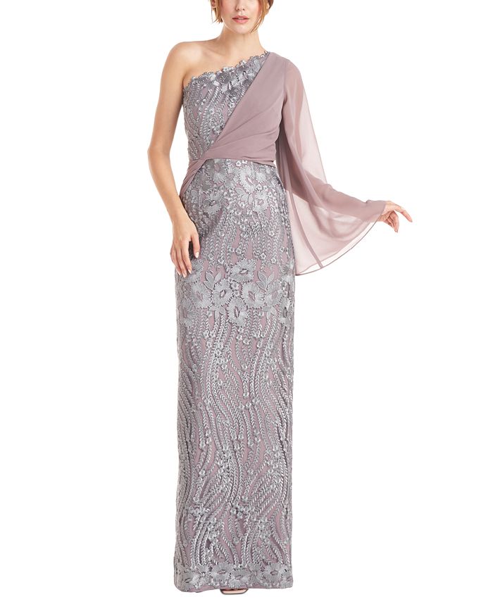 Vestido de noite feminino Amari de um ombro só, tamanho 14, cinza, da JS Collections