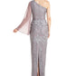 Vestido de noite feminino Amari de um ombro só, tamanho 14, cinza, da JS Collections