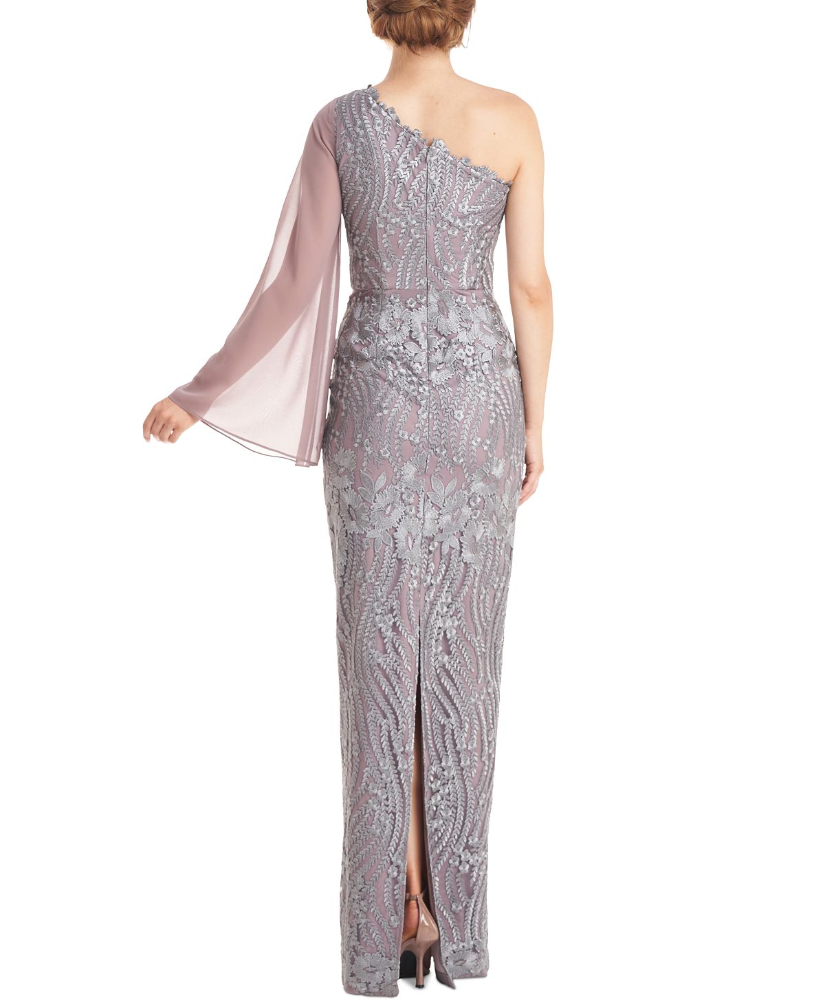 Vestido de noite feminino Amari de um ombro só, tamanho 14, cinza, da JS Collections