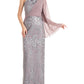 Vestido de noite feminino Amari de um ombro só, tamanho 16, cinza, da JS Collections