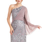 Vestido de noite feminino Amari de um ombro só, tamanho 16, cinza, da JS Collections