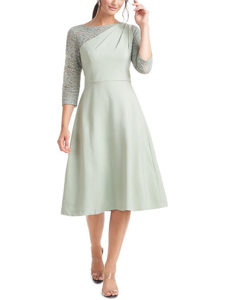 Vestido feminino JS Collections com acabamento em renda e comprimento até o joelho, tamanho 6, verde