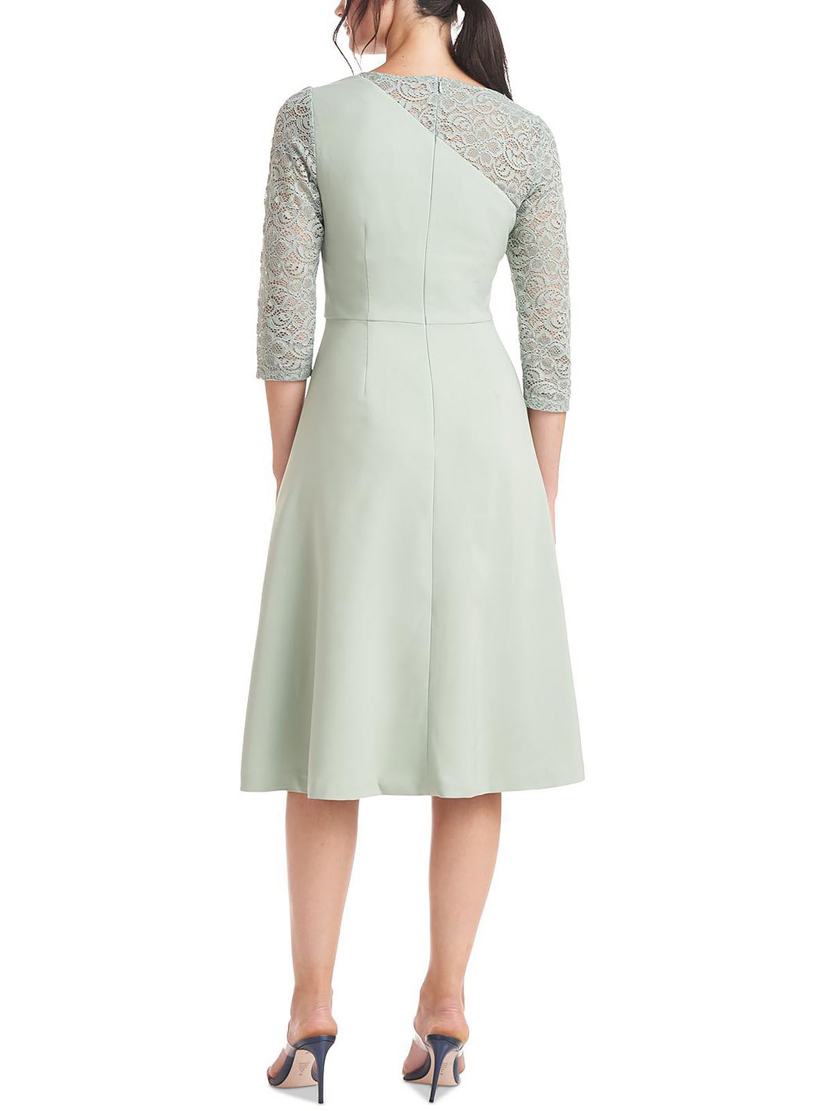 Vestido feminino JS Collections com acabamento em renda e comprimento até o joelho, tamanho 6, verde