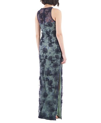 js-collections-womens-applique-maxi-evening-dress-green-size-12