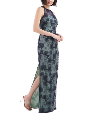 Vestido de noite longo com apliques femininos JS Collections, verde, tamanho 12