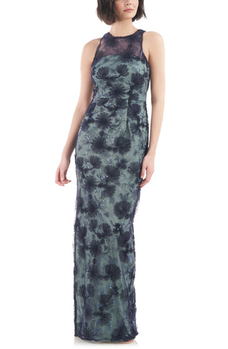Vestido coluna floral com lantejoulas JS Collections feminino, azul, tamanho 14