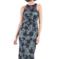 Vestido coluna floral com lantejoulas JS Collections feminino, azul, tamanho 14
